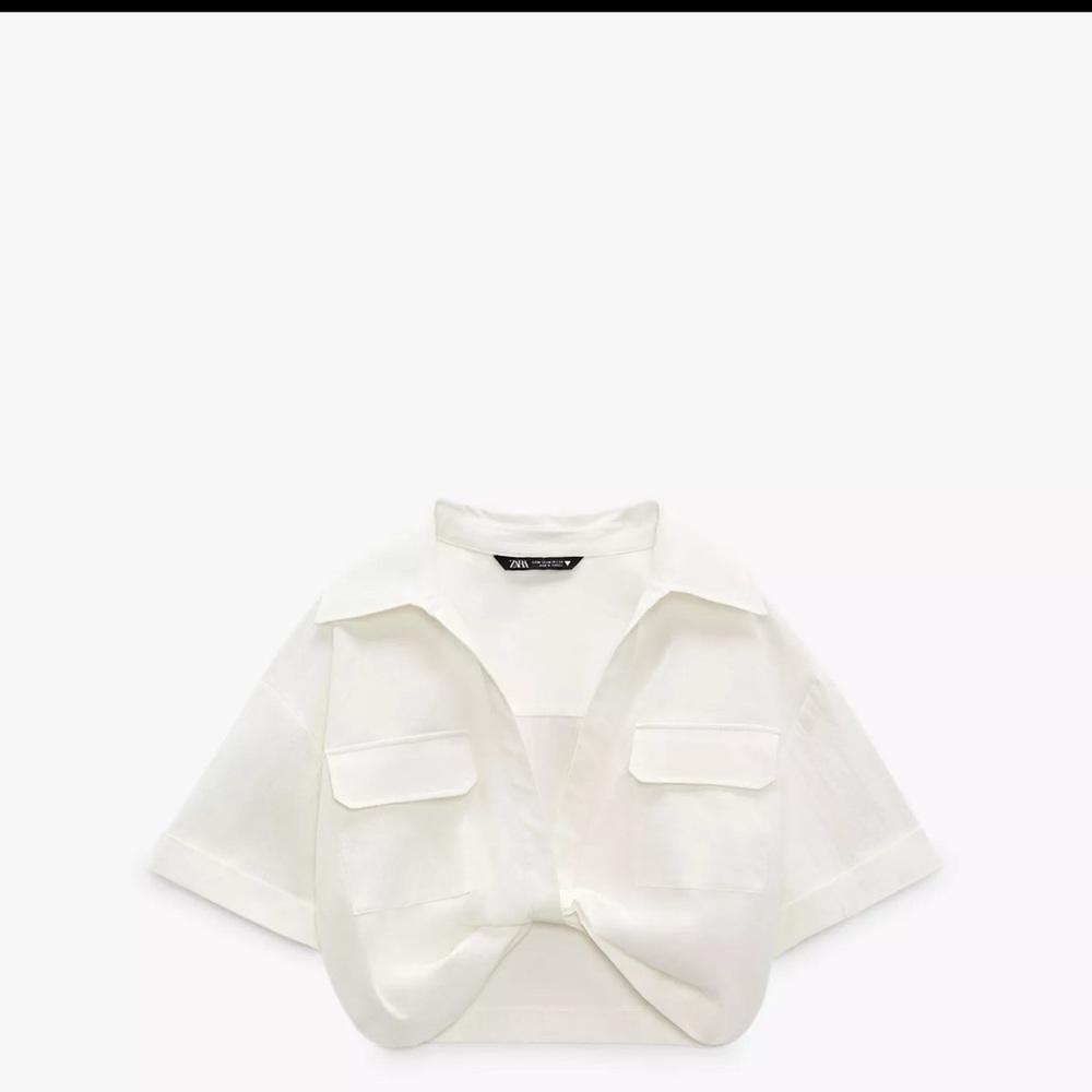 Zara Cream Cropped Shirt